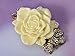 Alilang Enamel Cream Rose Flower Golden Tone Brooch Pin Aurora Borealis Crystal Rhinestone Pendant