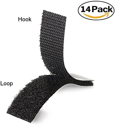 Yway 14Pack 1" Wide Self Adhesive Hook Loop Fasten Tape Sticky Back Mounting Strip Reuse Nylon Adhesive Tape Non-Slip for Pictures Tools Pedal Board Hanging