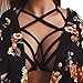 PHOTNO alluring women harness bra elastic cage bra strappy halter bra hollow out bra bustier crop top (L, Black)