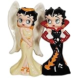 Westland Giftware Magnetic Ceramic Salt and Pepper Shaker Set, Angel and Devil Betty, Multicolor