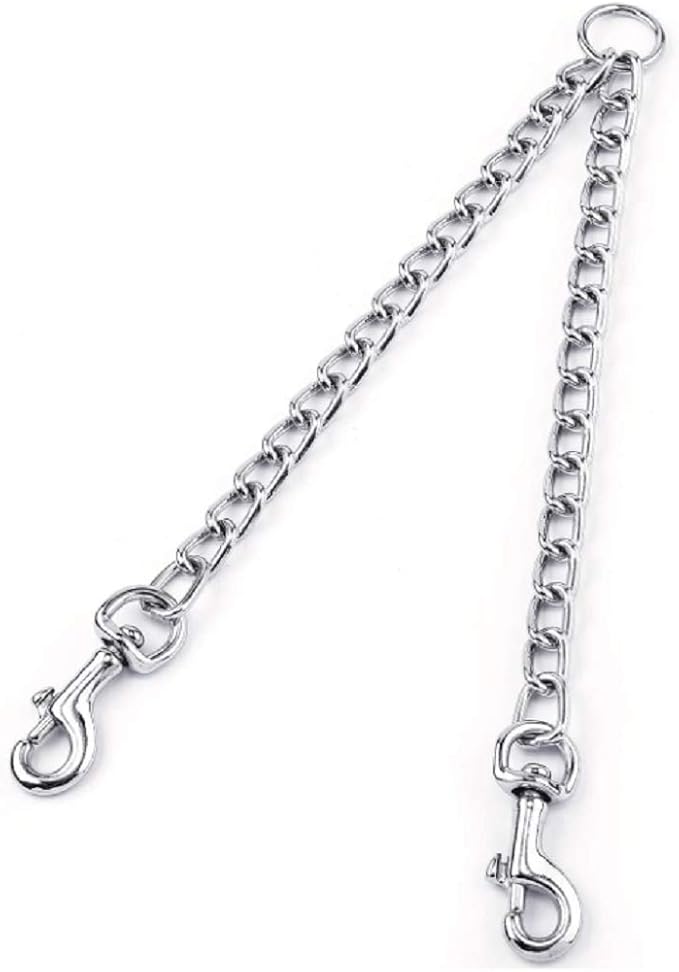 Cosmos Metal Chain Heavy Duty Double Clip Pet Dog Lead Chain 2 Dogs Leash Coupler for Walking