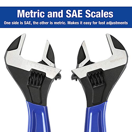 WORKPRO 2piece Adjustable Wrench Set, 6Inch & 10Inch Wrenches, Wide