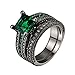 D.B.MOOD Black Gold Square Emerald Green Gemstone Women Wedding Engagement Rings Set with Cubic Zirconia 7