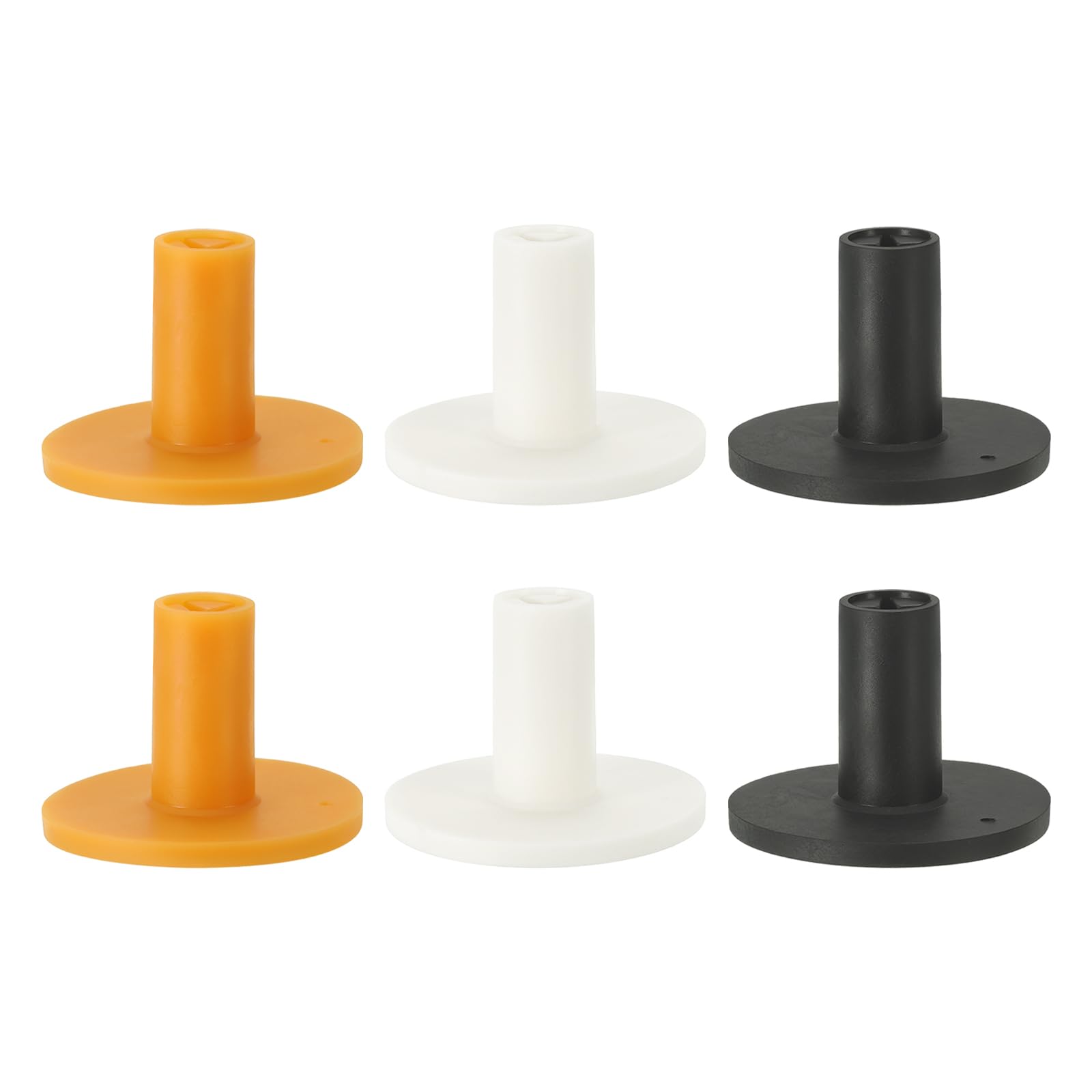 PATIKIL Rubber Golf Tee, 6 Pcs 1.5" Golf Practice Tees Training Driving Range Tee Stable Golf Ball Holder for Outdoor Indoor Hitting Mat, Black/White/Yellow