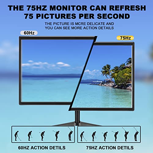 JOOPNE 24 inch Computer Monitor 1920 * 1080P Full HD 75Hz VESA Support HDMI 2.0 VGA,Black