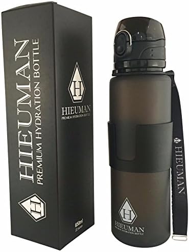 Premium Sports Water Bottle by Hieuman - Collapsible Silicone - Hot or Cold - BPA Free &amp; Eco-Friendly - Portable - Leak Proof Lid - Wide Mouth - Lightweight - Camping &amp; Outdoor - Black 22oz
