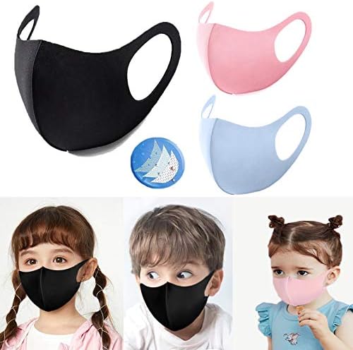 PYL Anti-Dust Kids' Mask, 10pcs Black Face Masks Reusable Carbon Fiber Children Mouth Mask for Running Outdoor (Pink)