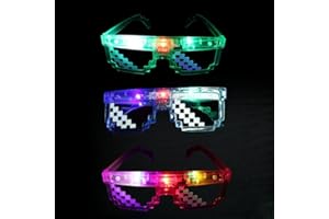 [3 Pack] Thug Life Sunglasses, Men Women Glass 8 Bit Pixel Mosaic Glasses Photo Props Unisex Sunglass Toy - Black
