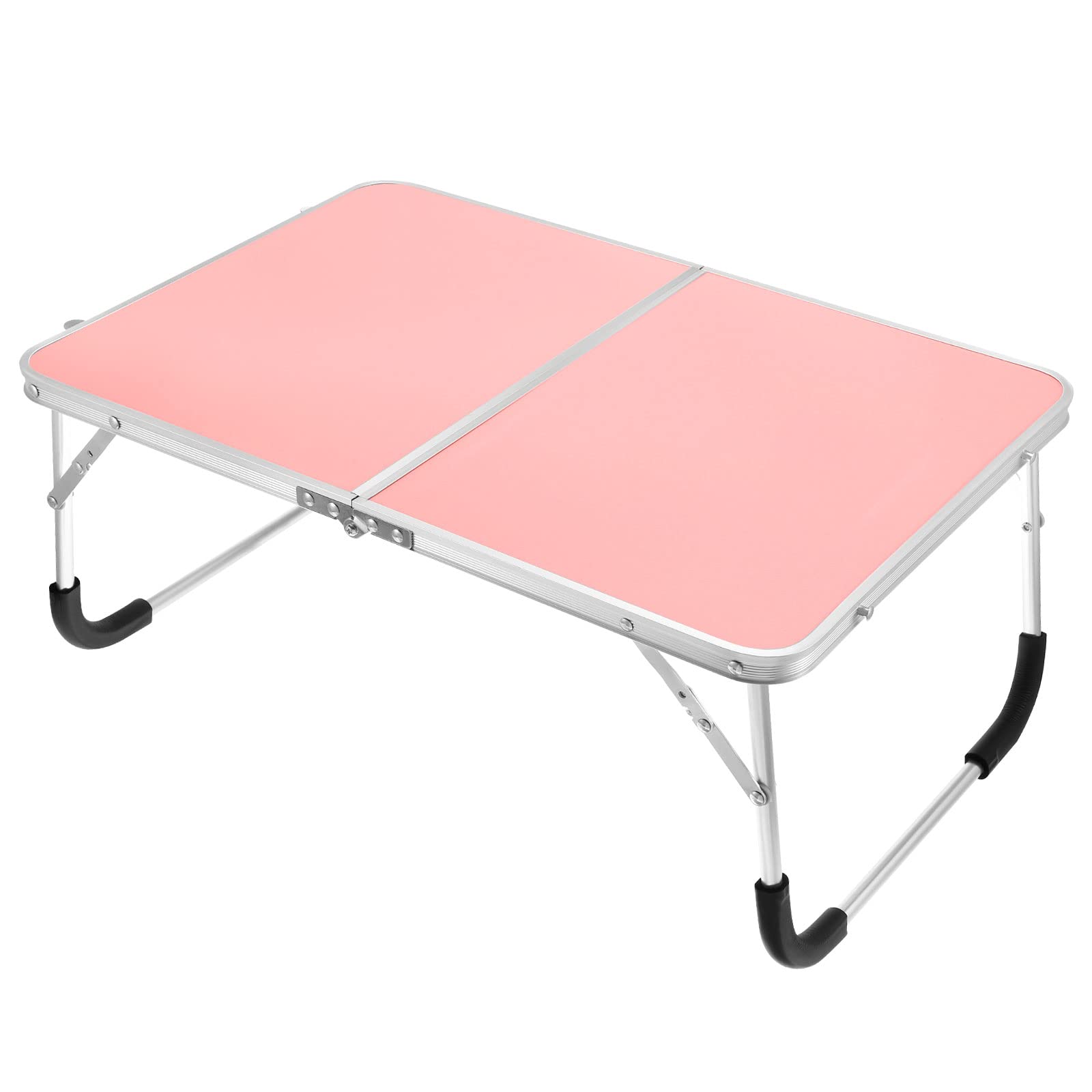 PATIKIL Foldable Laptop Table, Portable Lap Desk Picnic Bed Tray Tables Snacks Reading Working Desks for Bed Sofa Camping, Pink