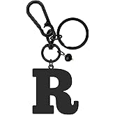 Initial Keyring Gifts Black Letter Keychain for Women Initial Letter Keyring for Backpack Black Keychain