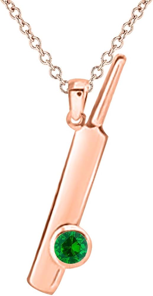 Dabangjewels Cricket Bat Ball Pendant Necklace in 14K Rose Gold Over