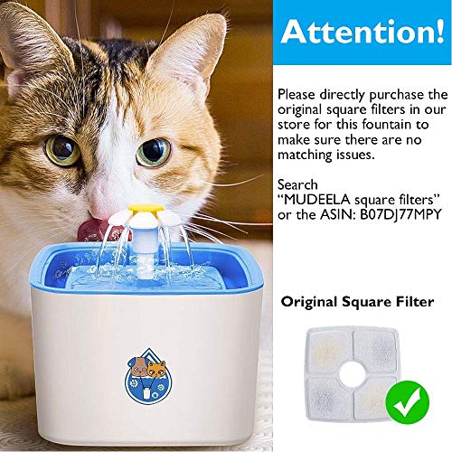 Flower Cat Water Fountain, 2.5L Quiet Cat Drinking Fountain - Automatic Electric Pet Water Fountain for Cats - Cat Drinking Water Fountain with Square Triple Action Filter - 85 oz Cat Fountain - Thumbnail 6