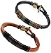 Areke Mens Genuine Leather Bracelets Cool Vintage Male Unisex Wrap Wrist Bracelet Rope Color Black Brown