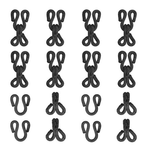 YELARXI Sewing Hooks and Eyes, 23mm Covered Hook Eye Sewing Closure Fasteners Sew on Snaps Fit for Bra Clothing Replacement Trousers Skirt Clothing DIY Craft (10 Pack, Black)