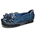 Outdoor Flat Casual Shoes, Tezoo Women's Genuine Leather Loafers - Handmade, Flower Style, Soft, Comfortable