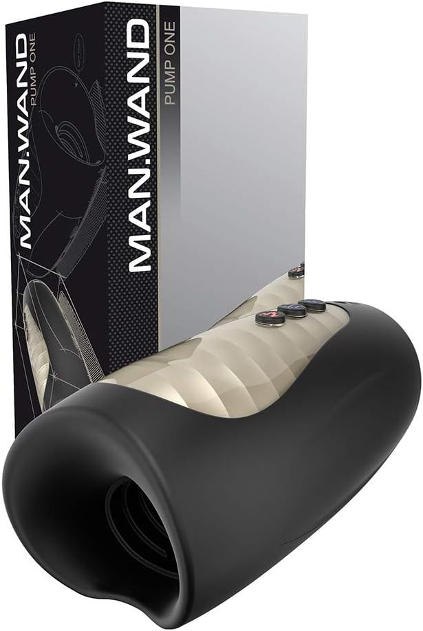 MANWAND Pump One Suction Effect Male Stroker 3 Suction Modes & 7 Speeds Heating Function Phthalate-Free Soft Silicone Rechargeable via USB Black
