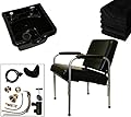 LCL Beauty Shampoo Package: Autorecline Shampoo Chair & Durable ABS Plastic Shampoo Bowl