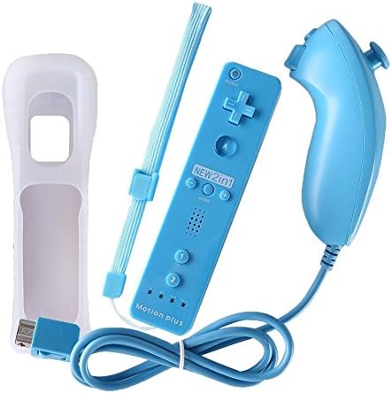 Remote Game Control, Built-in Motion Plus Remote and Nunchuck Controller Set for Wii Wii U (Light Blue)