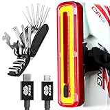 ULTRA BRIGHT Bike Light Blitzu Cyborg 180T USB Rechargeable Bicycle Tail Light. REPAIR MULTITOOL KIT INCLUDED RED Rear LED Accessories for Road Bikes Helmets. Easy To install Cycling Safety Flashlight