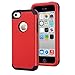 Dailylux iPhone 5C Case,5C Case,PC+Soft Silicone Three Layers Shockproof Armor Anti-Slip Protective Defensive Hard Back Cover for Apple iPhone 5C-Red+Black