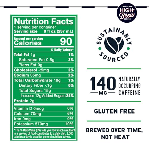 HIGH BREW COFFEE COLD BREW COFFEE + PROTEIN, DARK CHOCOLATE MOCHA, 8 OZ CAN, 12/PACK