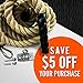 Easy-Install Manila Hemp Gym Climbing Rope w/Bracket & Carabiner for Indoor & Outdoor Crossfit Exercise, Home Training and Fitness Workouts (1.5 in Thickness & 15/20/25 ft Length Available) (15.00)
