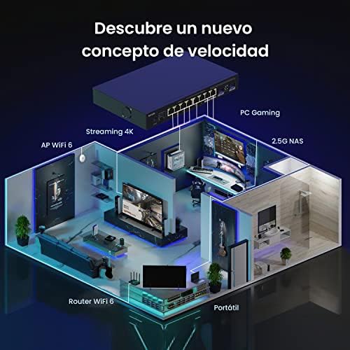 Tenda tem2010f switch multigigabit de 10 portas 2,5g, 2 portas sfp, vlan, agregação estática, compatível com dispositivos 2,5g, montagem em mesa/parede, plug and play, caixa de metal, preto