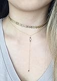 Boosic Multi Layer Coin Chain Choker Necklace for Women, Golden