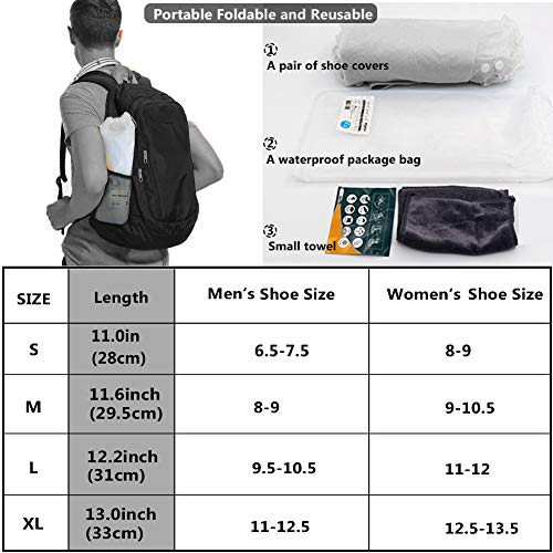 USHTH Waterproof Rain Boot Shoe Cover The Reusable Slip-Resistant Overshoes with Excellent Elasticity and Foldable (Black-XL)