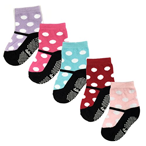Dabuyu Non-Slip Cute Mary Jane Socks for Baby (Set of 5)