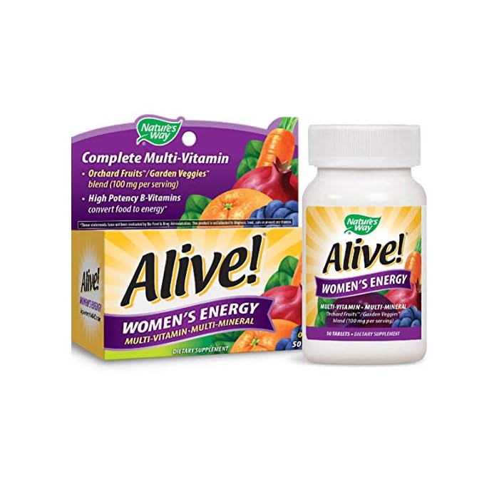 Nature's Way Women's Energy Multivitamin Tablets, Fruit and Veggie Blend (100mg per Serving), 50 Tablets
