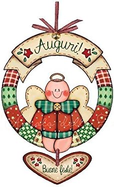 Angelo Natale.L Angolo Delle Idee Ghirlanda Auguri Angelo Natale Auguri Idea Regalo Targa Appendiporta Famiglia Amazon It Casa E Cucina