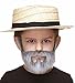 Mustaches Fake Beard, Self Adhesive, Novelty, Small On Bail False Facial Hair, Costume Accessory for Kids, Gray with White Color