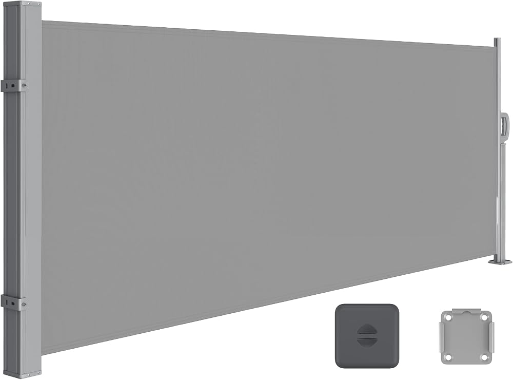SONGMICS Side Shade 160 x 350 cm Extendable Privacy Screen Anthracite Grey