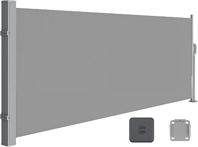 SONGMICS Side Shade 160 x 350 cm Extendable Privacy Screen Anthracite Grey
