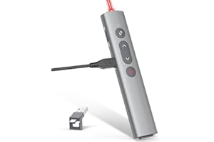 PPTSLID Presentation Clickers for PowerPoint Presentations, [Aluminum Alloy] + [2 in 1 USB C/A] PowerPoint Clicker with Laser Pointer Wireless Presenter PPT Slide Remote Control Computer Clicker for Mac