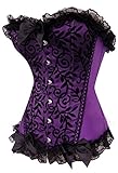 Alivila.Y Fashion Sexy Lace Brocade Corset Bustier Shapewear 2714-Purple-5XL