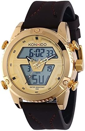 KOSSFER Mens Sport Watch Digital Analog Waterproof Multifunctional Military Leather Strap Wrist Watches Wrist Watches KO-6368
