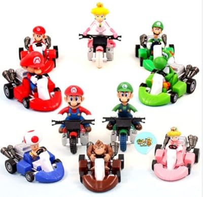 New Set of Super Mario Bros 2" Kart Pull Back Car Figure kid's gifts