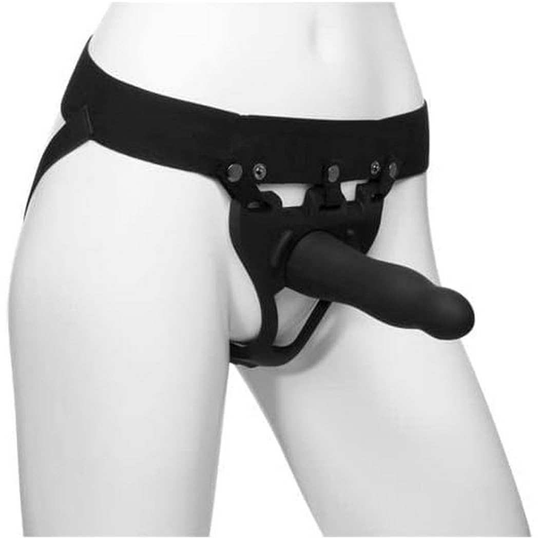 Doc Johnson Body Extensions Hollow Slim Dong Strap On, Black, 2-Piece