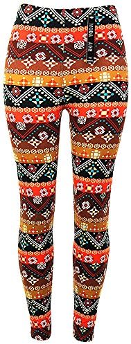 Moda Age Juniors &amp; Kids Ultra Soft Best Patterned Printed Leggings - (S/M &amp; L/XL Sizes) (Junior S/M (9-11yrs), Tribal Orange)