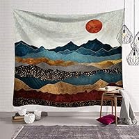 Nunubee Watercolor Mountain Pattern Standing Tapestry Hanging Painting Tablecloth Beach Towel Background Cloth Home Decor 37.428.7 Inch - No.9