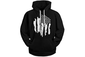 H HYFOL Graphic Hoodies for Men USA Flag American Patriotic Long Sleeve Pocket Pullover Sweatshirts