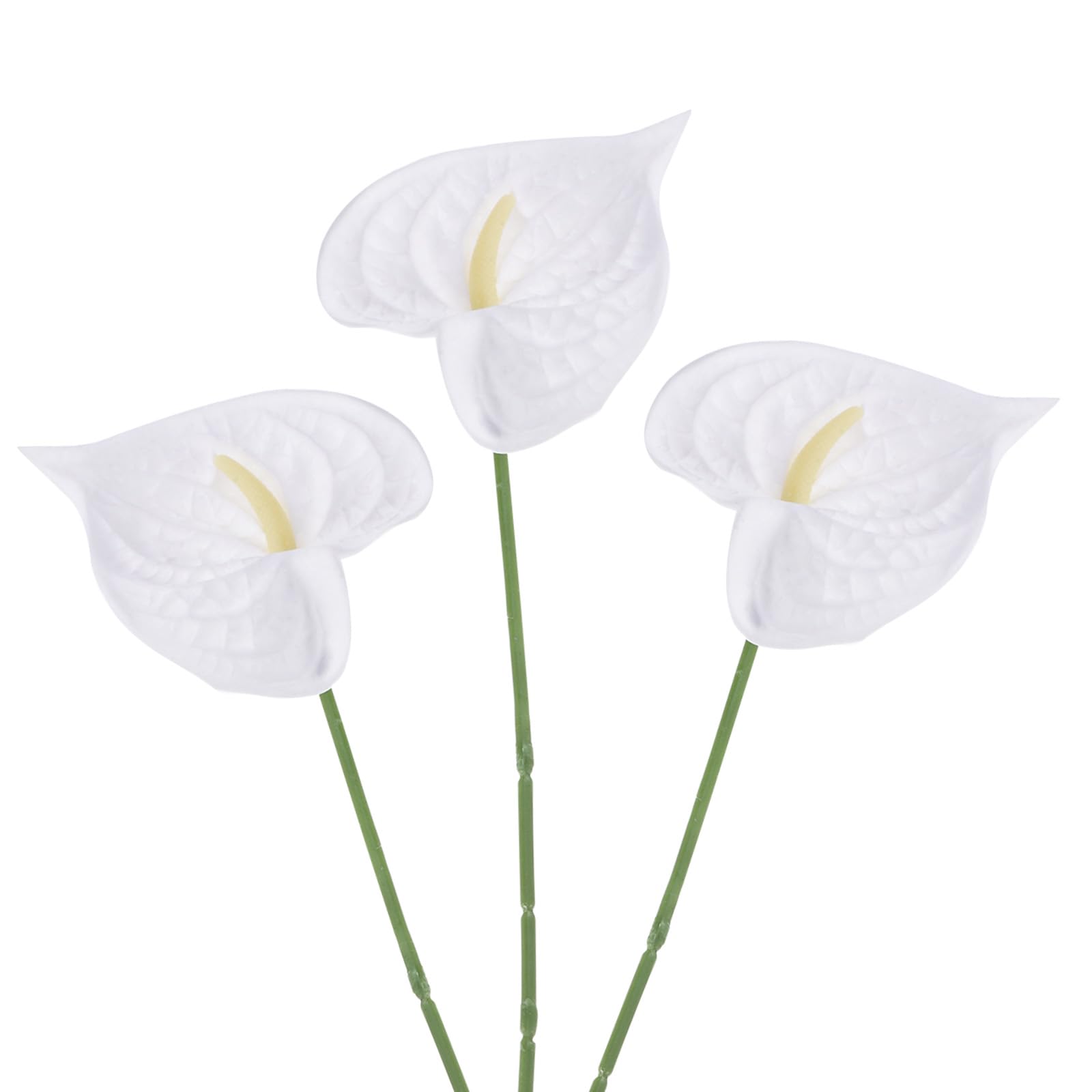 PATIKIL 13" Artificial Anthurium Lily Flowers, 3 Pack Permanent Flower Floral Arrangements Bouquet for Home Decor Bridal Wedding Festival Party, White