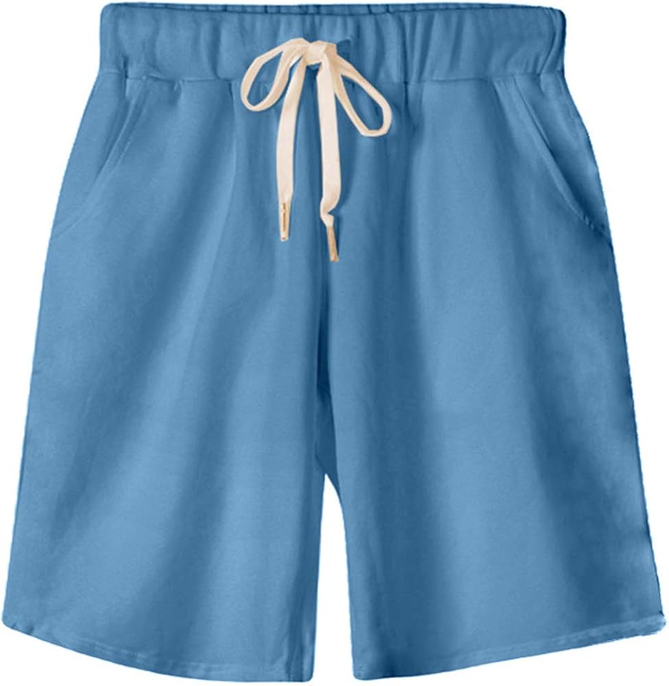 Hotmiss Women's Casual Knit Elastic Waist Jersey Bermuda Shorts with Drawstring | Amazon.com