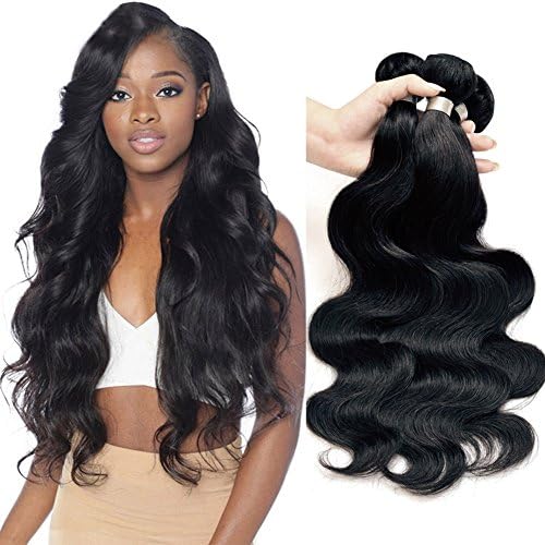 Ruiwen Hair 3Bundles Brazilian Human Hair Body Wave Grade 7A Unprocessed Human Hair Weave Natural Black color（16 18 20 inches)