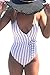 Fantastic Zone Women's Cute White Stripe One-Piece Swimsuit Beach Swimwear Bathing Suit Bikini