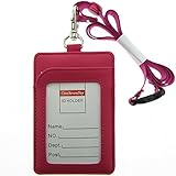 Cmxsevenday A7928 2-Sided PU Leather ID Card Holder with 1 ID Window and 1 Card Slot, Vertical Style - Rose