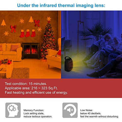 Joy Pebble 3D Infrared Electric Fireplace Stove with Realistic Flame Effect - 1000/1500W Freestanding Space Heater - 5215 (Black)