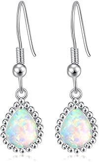 CiNilyLeverback Opal Dangle Drop Earrings For Women Girls 14K Gold Plated Teardrop Earrings